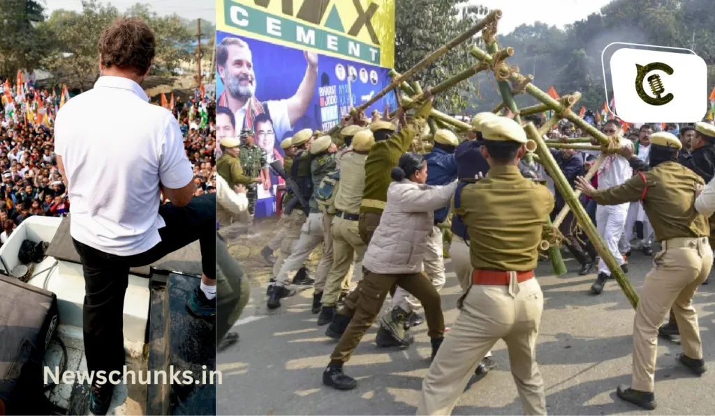 Bharat Jodo Nyay Yatra stopped by Assam Police: 'भारत जोड़ो न्याय यात्रा' को असम पुलिस ने रोका, बैरिकेडिंग तोड़ रहे कांग्रेस कार्यकर्ताओं को राहुल गांधी ने ललकारा